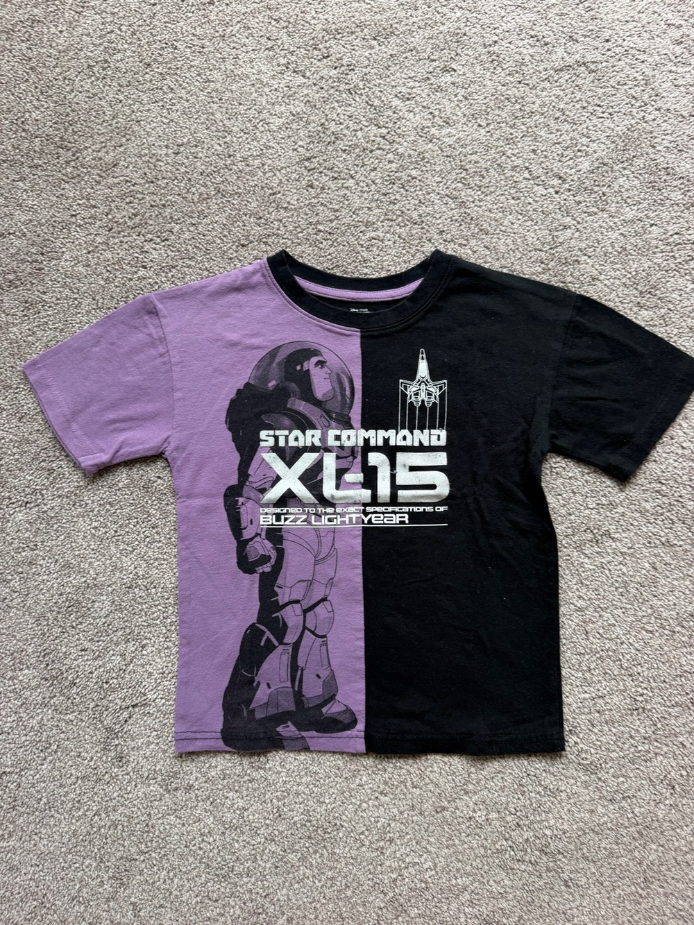 Disney Buzz Lightyear Star Command Split Purple & Black Tee